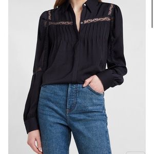 Express navy lace inset blouse